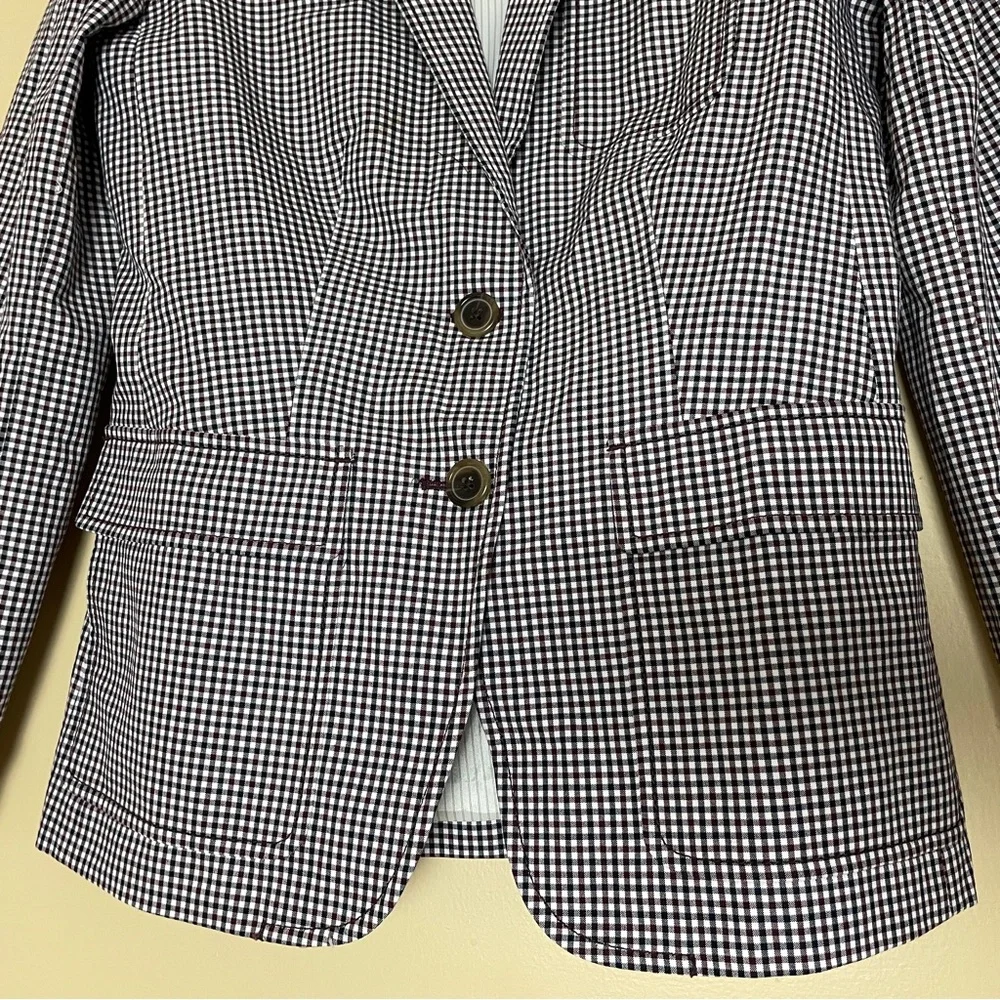 J. Crew Rhodes Micro-Gingham Plaid Blazer Jacket Size 2 Office Preppy Academia